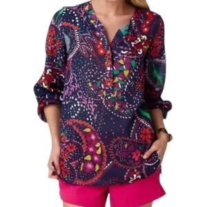 Lilly Pulitzer Womens Providence Top in Garden Menagerie Sz XS Psychedelic 70s